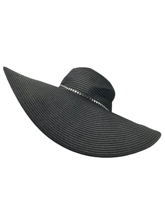 I.N.C. International Concepts Black Sun Hat With Decorative Shell Chain main image 6